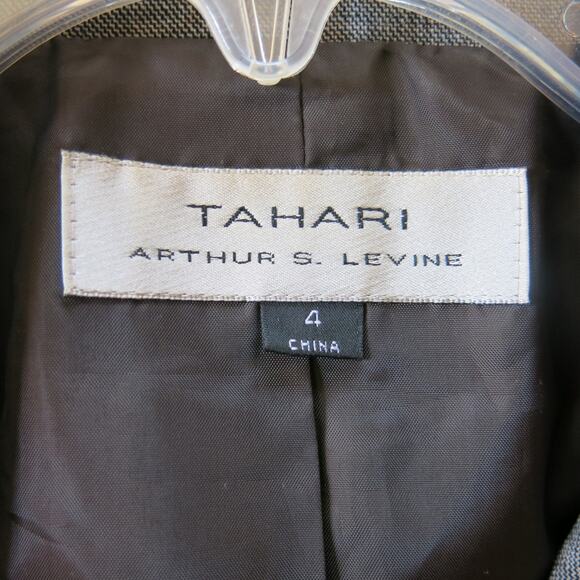 TAHARI Arthur Levine Wool Blend Jacket Blazer Size 4 Women Brown Gray Office - Picture 10 of 14